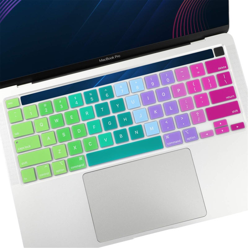 Allinside Keyboard Cover Skin for 2020 MacBook Pro 13 inch A2338 M1 A2251 A2289 and 2019 MacBook Pro 16 inch A2141 with Touch Bar & Touch ID, Rainbow - Image 1